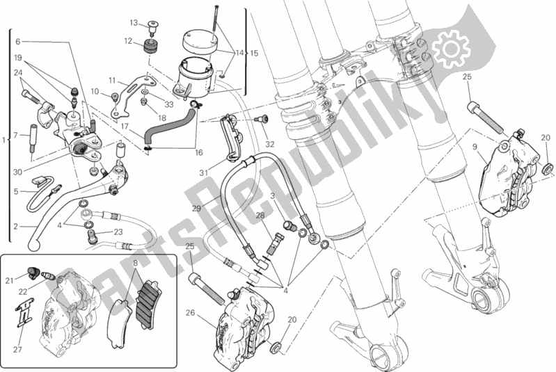 All parts for the Front Brake System of the Ducati Superbike 1199 Panigale ABS USA 2012